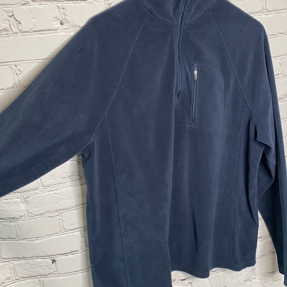 L.L. Bean Fleece  1/4 zip pullover sweater sweatshirt navy blue zipper pocket L - Picture 3 of 9